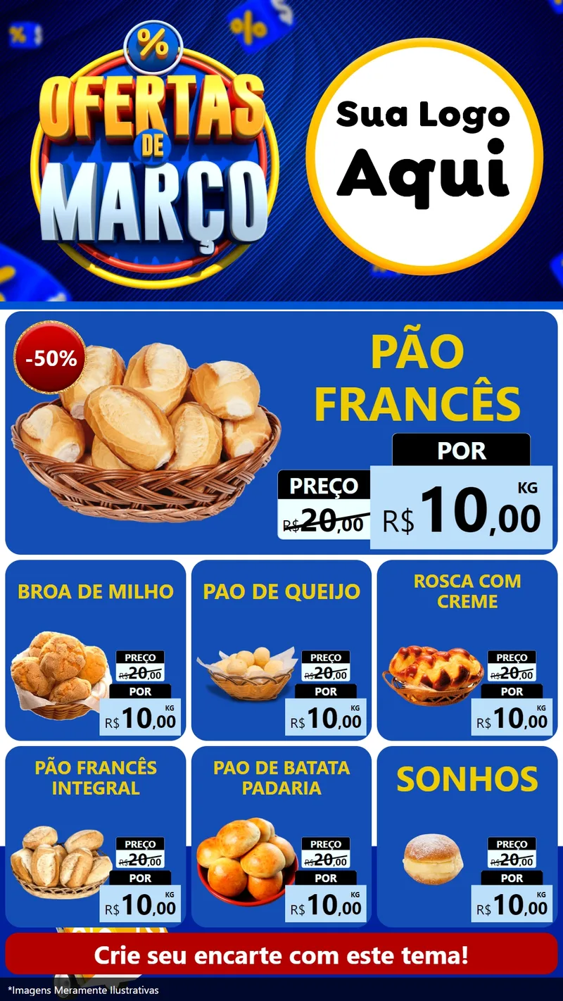 Modelo de Rede Social para Stories com o tema Ofertas de Março para Padaria