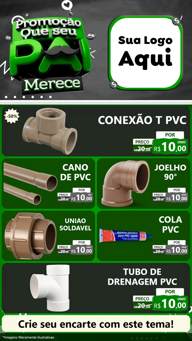 Modelo de TV para TV Vertical com o tema Promoção Que seu Pai Merece para Tubos e conexões
