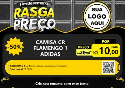Modelo de Cartaz para Cartaz A4 Horizontal com o tema Fim de Semana Rasga Preço para Roupas e acessórios
