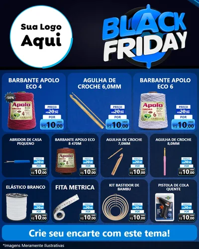Modelo de Rede Social para Feed Instagram com o tema Black Friday para Armarinho e Aviamentos