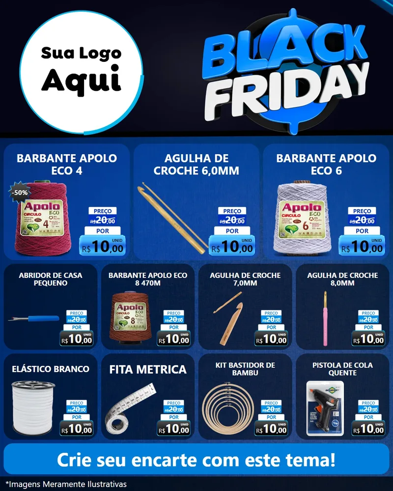 Modelo de Rede Social para Feed Instagram com o tema Black Friday para Armarinho e Aviamentos