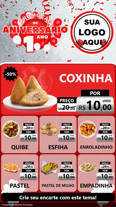 Modelo de Rede Social para Stories com o tema Promoção de Aniversário - 1 Ano para Salgadaria