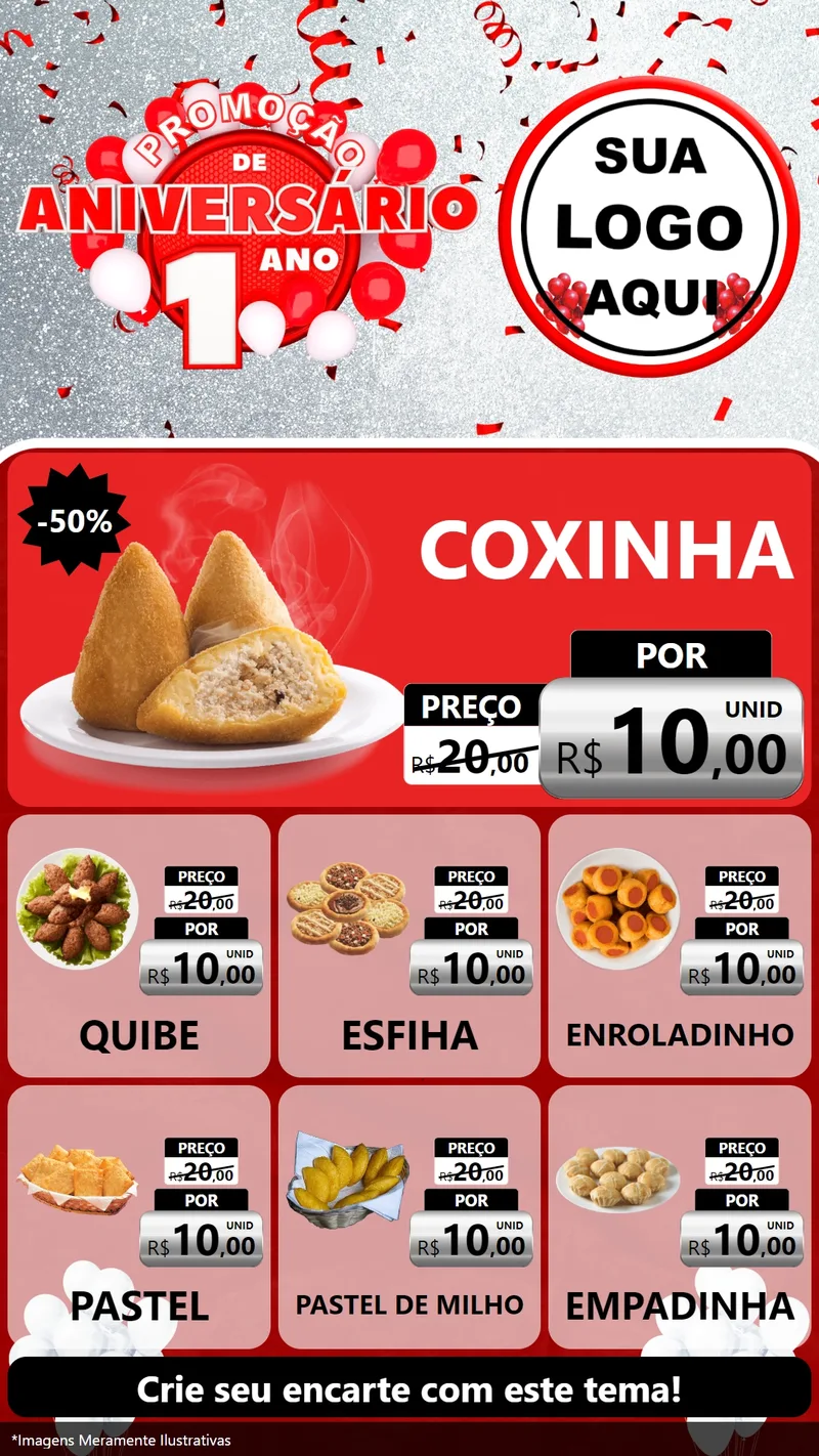 Modelo de Rede Social para Stories com o tema Promoção de Aniversário - 1 Ano para Salgadaria