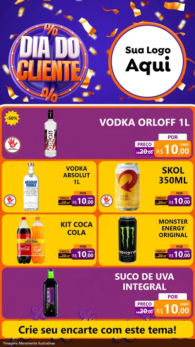 Modelo de TV para TV Vertical com o tema Dia do Cliente para Distribuidora de bebidas