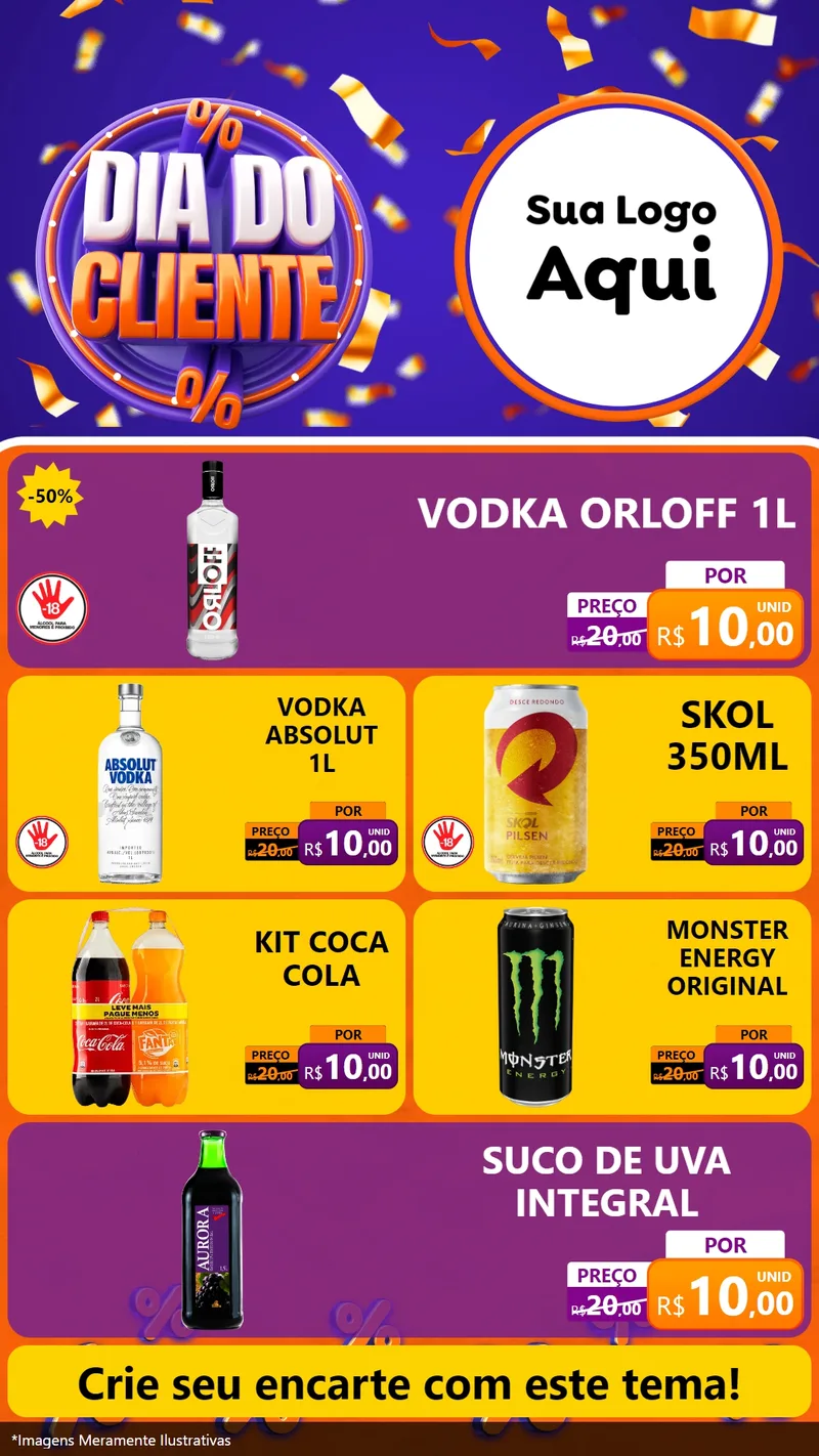 Modelo de TV para TV Vertical com o tema Dia do Cliente para Distribuidora de bebidas