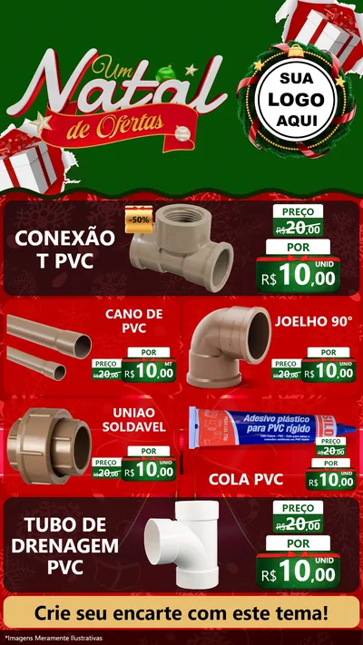 Modelo de TV para TV Vertical com o tema Um Natal de Ofertas para Tubos e conexões