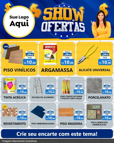 Modelo de Rede Social para Feed Instagram com o tema Show de Ofertas para Material para Construção