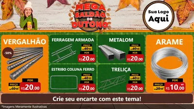 Modelo de TV para TV Horizontal com o tema Mega Saldão de Outono para Ferragens
