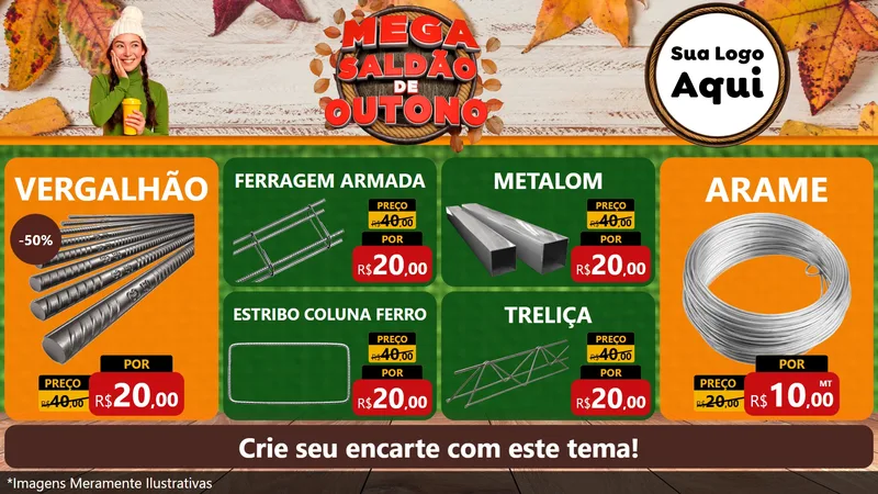 Modelo de TV para TV Horizontal com o tema Mega Saldão de Outono para Ferragens