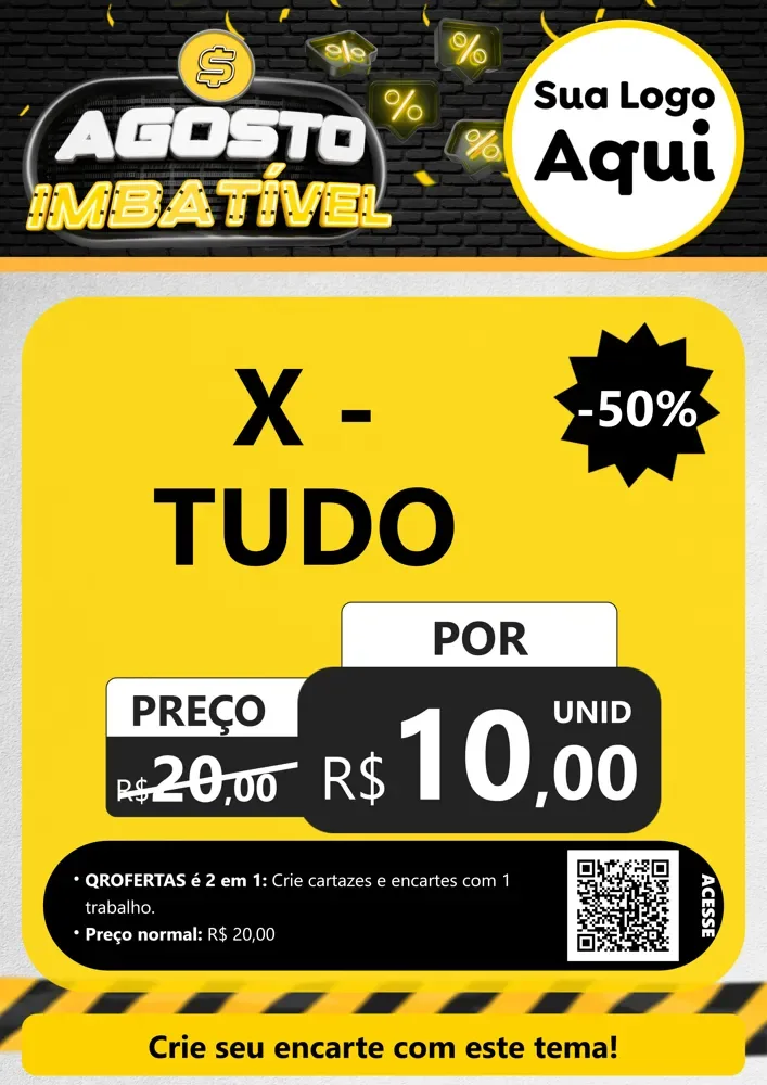 Modelo de Cartaz para Cartaz A4 Vertical com o tema Agosto Imbatível para Hamburgueria
