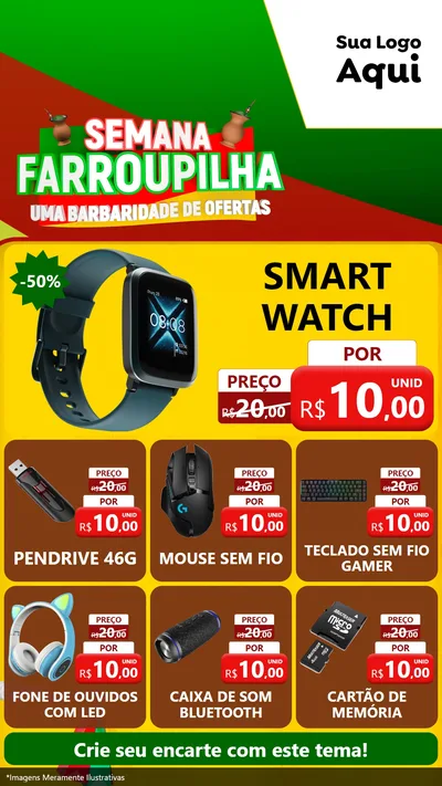 Modelo de Rede Social para Stories com o tema Semana Farroupilha - Uma Barbaridade de Ofertas para Informática