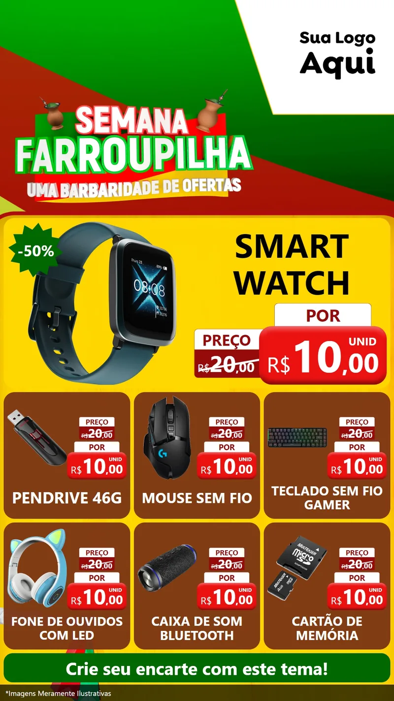 Modelo de Rede Social para Stories com o tema Semana Farroupilha - Uma Barbaridade de Ofertas para Informática