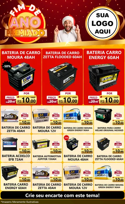 Modelo de Encarte para Encarte Grande com o tema Fim de Ano Premiado para Baterias Elétricas