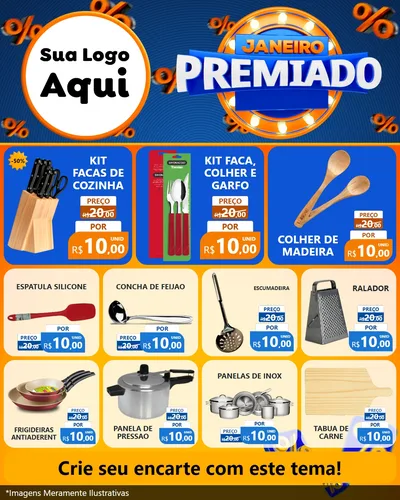 Modelo de Rede Social para Feed Instagram com o tema Janeiro Premiado para Utilidades Domésticas