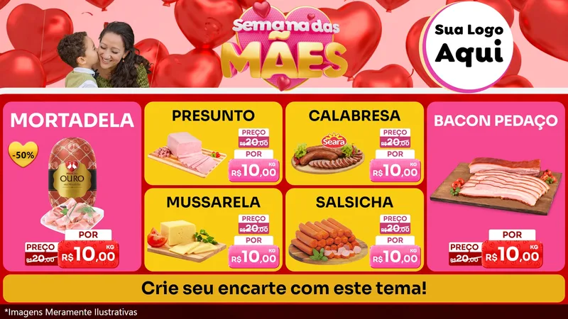 Modelo de TV para TV Horizontal com o tema Semana Das Mães para Frios e Laticínios