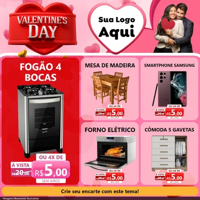 Modelo de Rede Social para Feed Facebook com o tema Valentine's Day para Móveis e Eletro