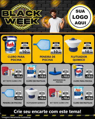 Modelo de Rede Social para Feed Instagram com o tema Black Week para Produtos para Piscina