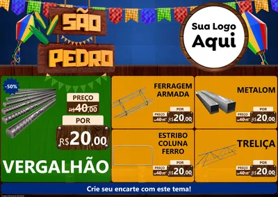 Modelo de Encarte para Encarte A4 Horizontal com o tema São Pedro para Ferragens