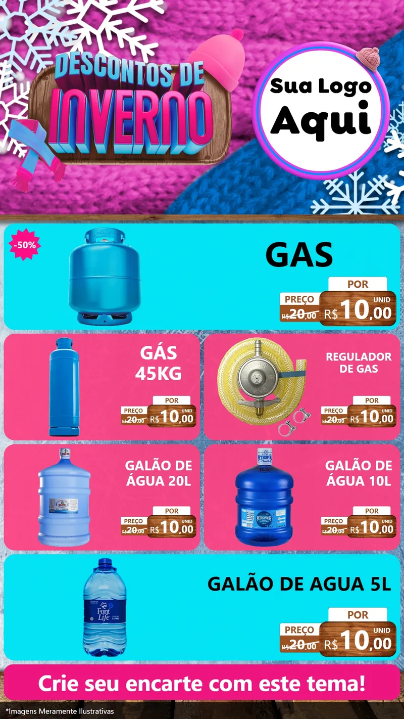 Modelo de TV para TV Vertical com o tema Descontos de Inverno para Água e gás