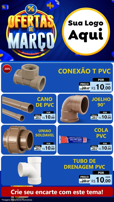 Modelo de TV para TV Vertical com o tema Ofertas de Março para Tubos e conexões