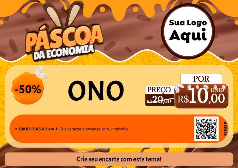 Modelo de Cartaz para Cartaz A4 Horizontal com o tema Páscoa da Economia para Óticas