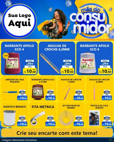 Modelo de Rede Social para Feed Instagram com o tema Mês do Consumidor para Armarinho e Aviamentos