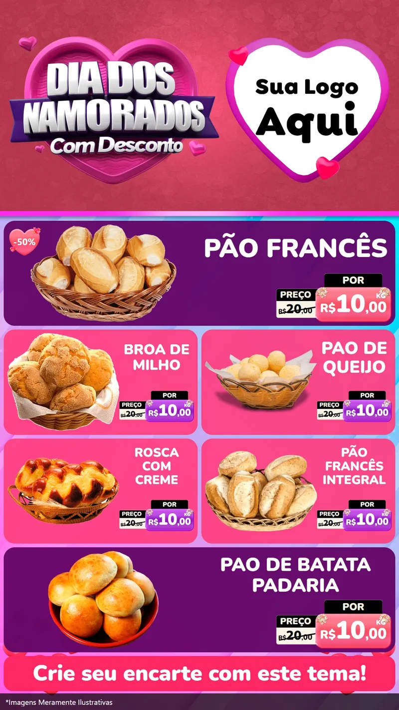 Modelo de TV para TV Vertical com o tema Dia Dos Namorados Com Desconto para Padaria