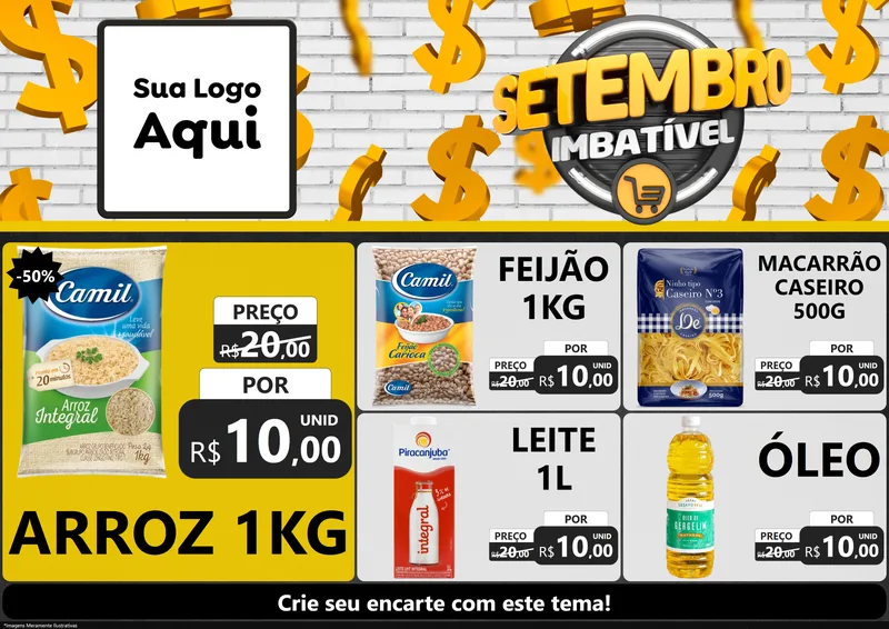 Modelo de Encarte para Encarte A4 Horizontal com o tema Setembro Imbatível para Supermercado