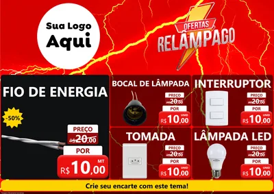 Modelo de Encarte para Encarte A4 Horizontal com o tema Ofertas Relâmpago para Materiais Elétricos
