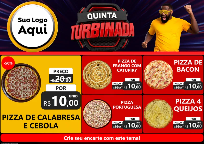 Modelo de Encarte para Encarte A4 Horizontal com o tema Quinta Turbinada para Pizzaria