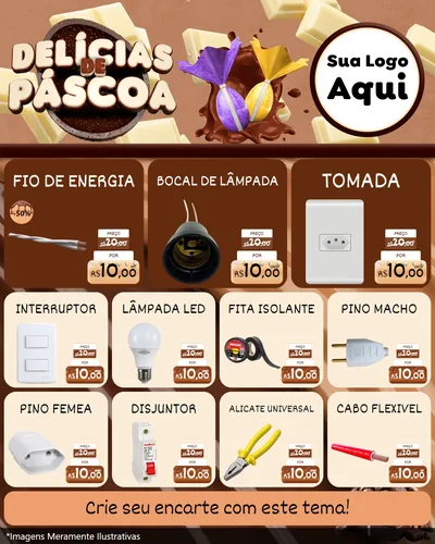Modelo de Rede Social para Feed Instagram com o tema Delícias de Páscoa para Materiais Elétricos