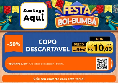 Modelo de Cartaz para Cartaz A4 Horizontal com o tema Festa Boi Bumbá para Embalagens