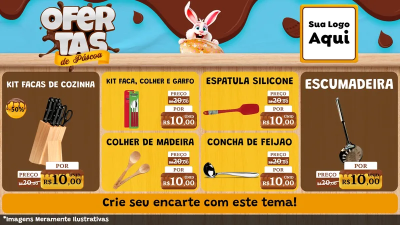 Modelo de TV para TV Horizontal com o tema Ofertas de Páscoa para Utilidades Domésticas