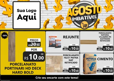Modelo de Encarte para Encarte A4 Horizontal com o tema Agosto imbatível para Pisos e revestimentos