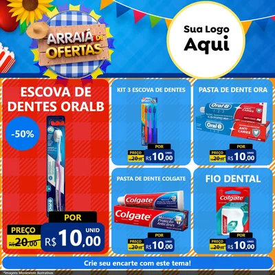 Modelo de Rede Social para Feed Facebook com o tema Arraiá de Ofertas para Higiene Pessoal