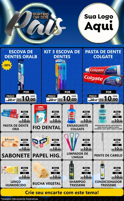 Modelo de Encarte para Encarte Grande com o tema Sorteio Dia Dos Pais para Higiene Pessoal