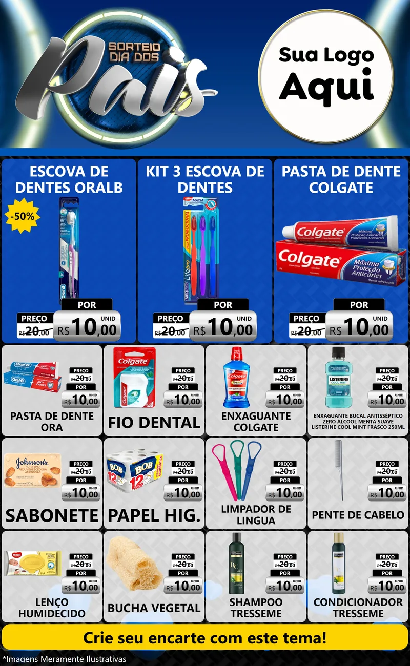 Modelo de Encarte para Encarte Grande com o tema Sorteio Dia Dos Pais para Higiene Pessoal