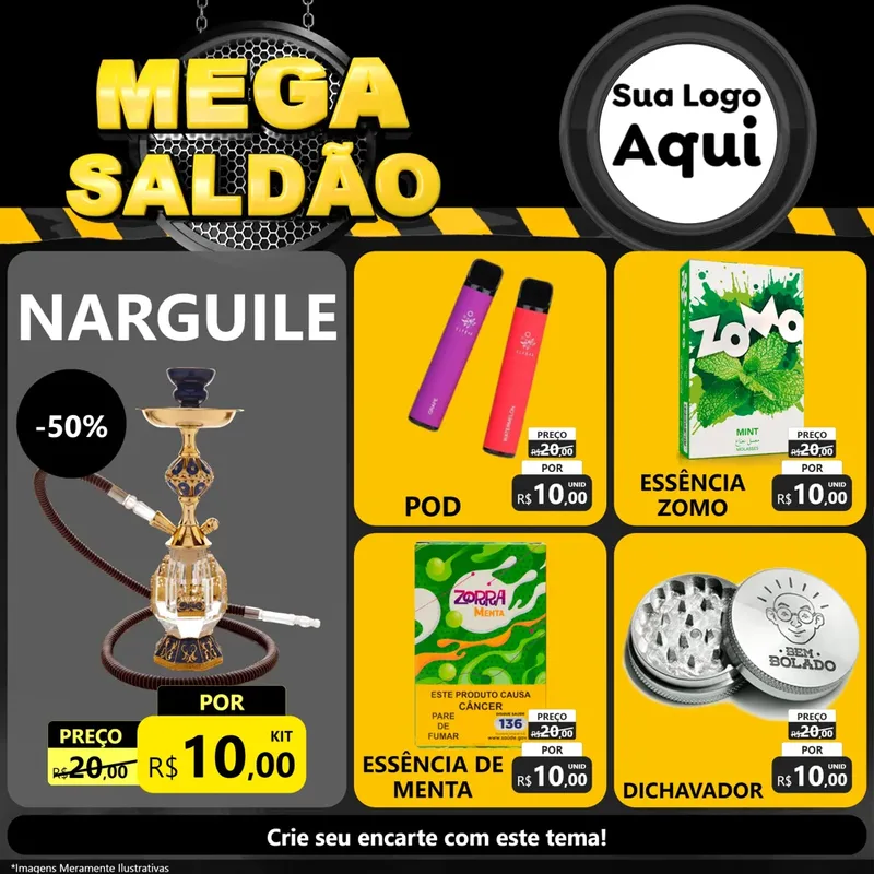 Modelo de Rede Social para Feed Facebook com o tema Mega Saldão para Tabacaria