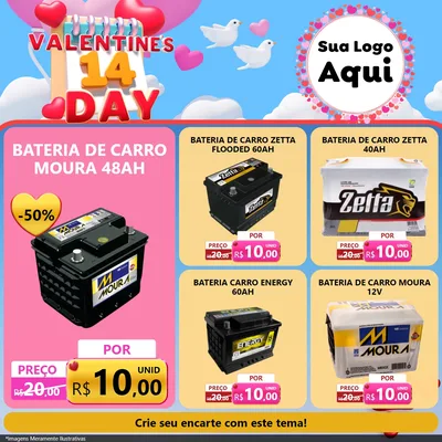 Modelo de Rede Social para Feed Facebook com o tema Valentine's Day para Baterias Elétricas