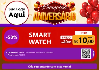 Modelo de Cartaz para Cartaz A4 Horizontal com o tema Promoção de Aniversário para Informática
