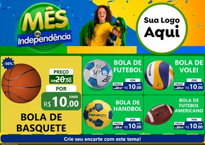Modelo de Encarte para Encarte A4 Horizontal com o tema Mês da Independência para Artigos Esportivos