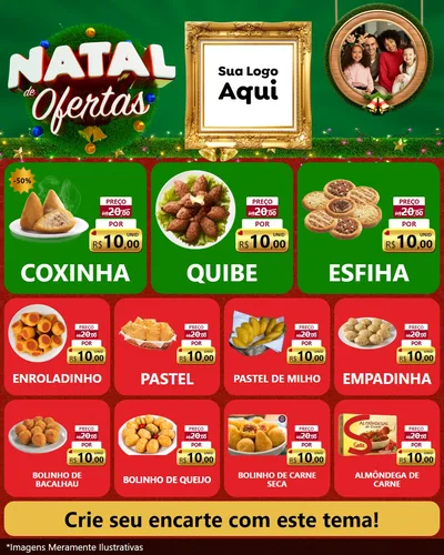 Modelo de Rede Social para Feed Instagram com o tema Natal de Ofertas para Salgadaria