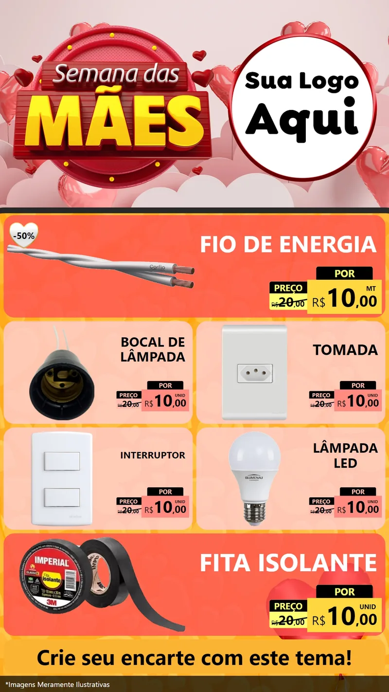 Modelo de TV para TV Vertical com o tema Semana das Mães para Materiais Elétricos