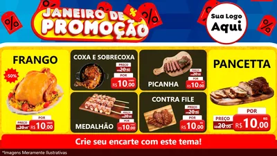 Modelo de TV para TV Horizontal com o tema Janeiro de Promoção para Assados