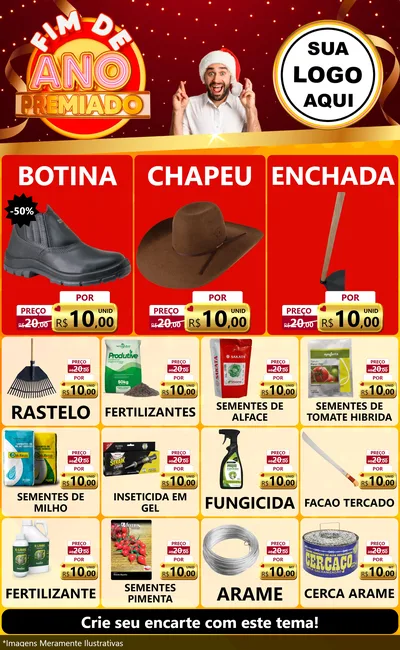 Modelo de Encarte para Encarte Grande com o tema Fim de Ano Premiado para Agropecuária