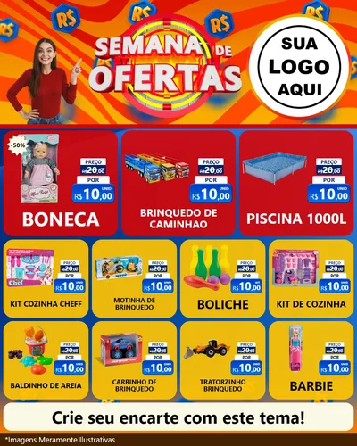 Modelo de Rede Social para Feed Instagram com o tema Semana de Ofertas para Brinquedos