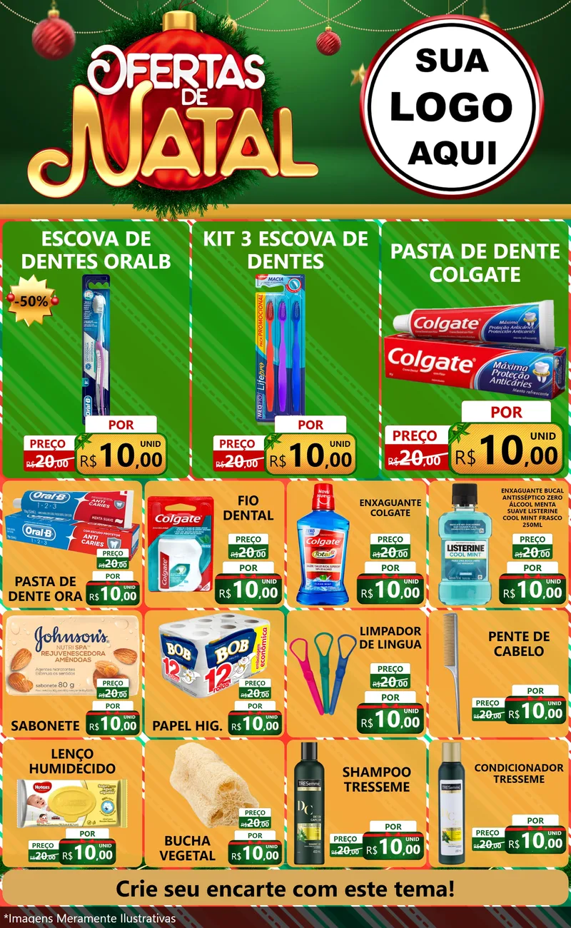 Modelo de Encarte para Encarte Grande com o tema Ofertas de Natal para Higiene Pessoal
