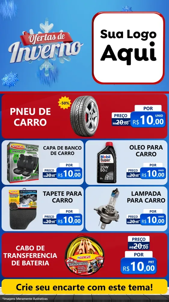 Modelo de TV para TV Vertical com o tema Ofertas de Inverno para Auto peças