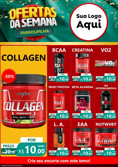 Modelo de Encarte para Encarte A4 Vertical com o tema Ofertas da Semana Farroupilha para Suplementos alimentares