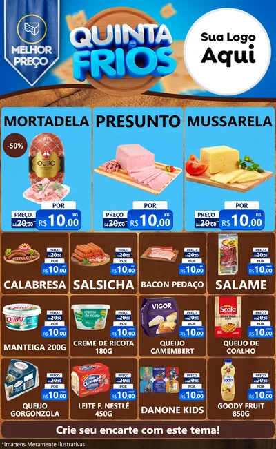Modelo de Encarte para Encarte Grande com o tema Quinta dos Frios para Frios e Laticínios